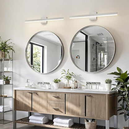 Nickel Bathroom Vanity Light Fixture 31.5'' 20W Dimmable 5CCT LED Hardwired | Bathroom Light Fixture Over Mirror, Bathroom Wall Sconce, Rust-resistant, ETL Certificated, 2700K/3000K/3500K/4000K/5000K