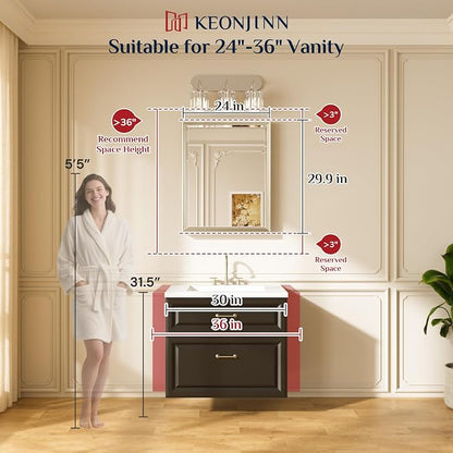 Keonjinn 24" x 30" Black Framed Bathroom Mirrors, Safe HD Tempered Glass | Aluminum Alloy, French Cleat, Beveled Edge, Modern, Black Bathroom Vanity Mirror for Wall, Hallway, Entryway, Fireplace Decor