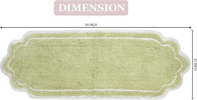 Home Weavers Allure Collection 100% Cotton Tufted Bathroom Rug, Soft and Absorbent Bath Rugs, Non-Slip Bath Carpet, Machine Wash Dry Bath Mats for Bathroom Floor, 21"x54" Runner, Green