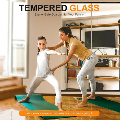 Home Gym Mirror, 70''x24''x2PCS Black Wall Mounted Large Frameless Tempered Glass Wall Mirror for Home Gym, Garage, Bedroom, Bathroom