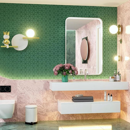 24"x36" Silver LED Bathroom Mirror with Lights,3000K/4500K/6000K | Stepless Dimmable,Anti-Fog,Memory Function,Aluminum Frame Wall Mount Lighted Bathroom Vanity Mirror,ETL Cert‌,IP54 Waterproof