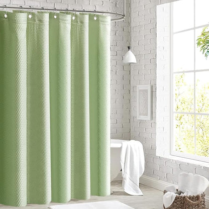 Tititex Solid Sage Green Cloth Fabric Shower Curtain Liner with 2 Magnets - Texture Soft Hotel Quality Waterproof Shower Liner, Light-Weight & Machine Washable 72x78 inch