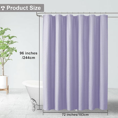 OVZME Extra Long Lavender Shower Curtain 72 x 96 Inch, 3D Embossed Texture Fabric Bathroom Shower Curtain, Large Hotel Bath Curtain with 12 Holes, Washable Cloth Shower Curtains