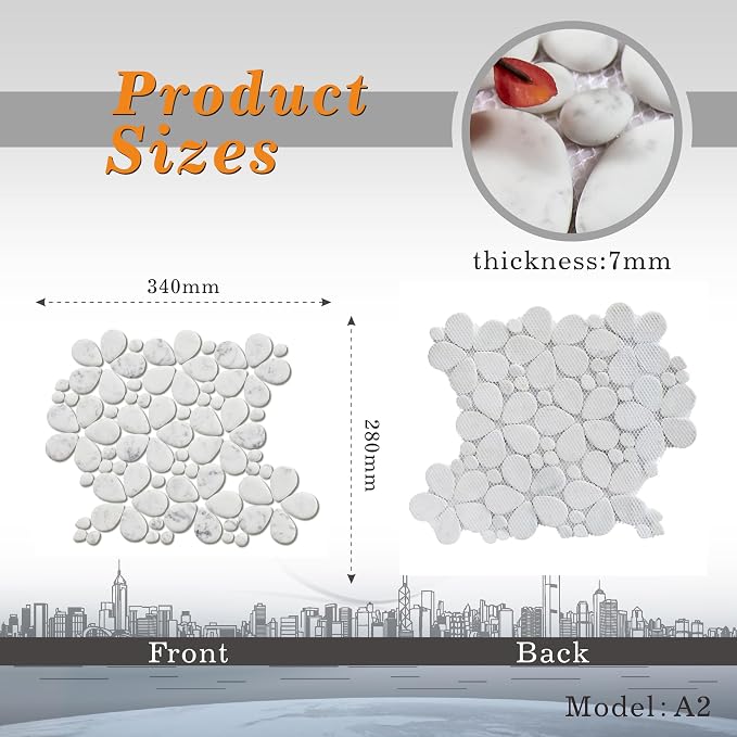 5 Sheets Marble Flowers Mosaic Wall and Floor Tiles for Bathroom and Kitchen 13.39 * 11.02 Inches 1.02 sq.ft