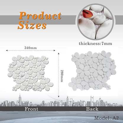 5 Sheets Marble Flowers Mosaic Wall and Floor Tiles for Bathroom and Kitchen 13.39 * 11.02 Inches 1.02 sq.ft