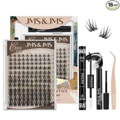 JMS&JMS Manga Lash Clusters Kit Vivid Lash Kit Anime Eyelash Kit | Invisible Band Manga Eyelash Kit with Lash Bond and Seal Lash Remover Lash Extension Kit for Beginner (Coco-8-18mix)