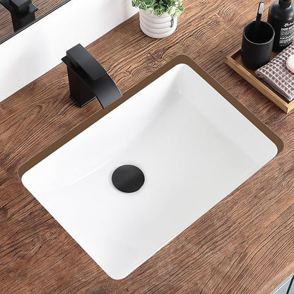18 Inch Undermount Bathroom Sink White Ceramic Rectangular Under Counter Bathroom Sink for Cabinet Porcelain Vanity Sinks,Overflow Type (18.4"x13.0")
