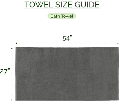 Elegant Comfort 100% Turkish Cotton Corduroy Ribbed Luxury Soft 2 Pack Bath Towels 27 x 54 Inch - Ultra Plush, Absorbent, Quick Dry, Hotel Spa Quality Towels for Bathroom Essentials, Gray