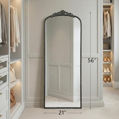 Micasso Black Full Length Mirror: 21''x56'' Baroque Vintage Floor Mirror | Traditional Ornate Antique Long Body Mirror for Wall/Dressing Room/Cloakroom/Bedroom/Entryway/Hallway/Fireplace/Living Room