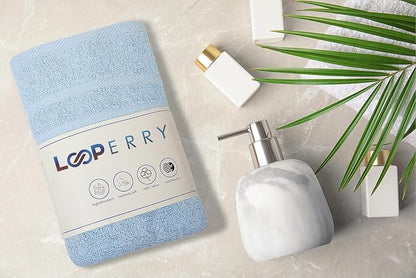Looperry 6 Pack Small Bath Towel Set - 100% Cotton 23x46 Shower Towels in 450 GSM. Lightweight & Absorbent Quick Dry Gym Towel for Showering, Pet Drying, Spas & Salons. Terry Ringspun Towels (Aqua)