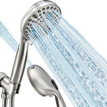 Shower Head with Handheld, High Pressure 10 Spray Modes, Brushed Nickel | Built-in Pause Function, Power Wash Mode, Anti-Clog Nozzles, 71 Inch Stainless Steel Hose, Adjustable Overhead Bracket