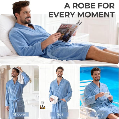 PJGGZ Towel Robe for Men - Ultra-Absorbent Soft Quick Dry Towel Bathrobe Kimono for Shower, Spa & Hotel