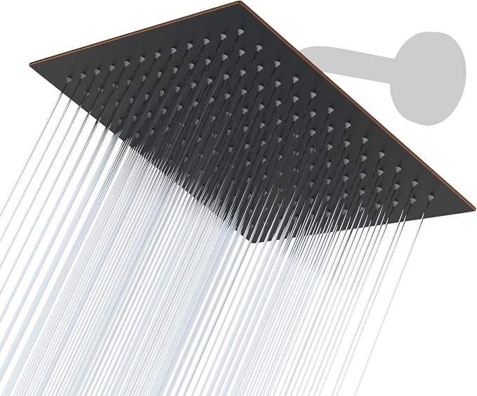Lordear Rain Shower Heads High Pressure, Rainfall Showerhead for Bathroom Fixed Mount, 10 Inch Large Square High Flow Shower Head (Oil Rubbed Bronze)