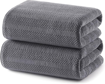 ecolook Microfiber Bath Towels Set of 2, 31 x 63 Inch Extra Large Bath Towel Set, Super Soft & Highly Absorbent, Quick Dry Lightweight Towels for Bathroom, Gym, Spa, Pool & Travel, Dark Gray
