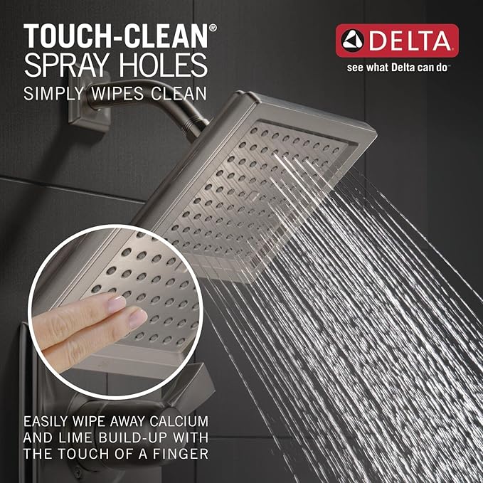 Delta Faucet Dryden 14 Series Single-Function Shower Trim Kit with Single-Spray Touch-Clean Shower Head, Stainless, 2.0 GPM Water Flow, T14251-SS-WE (Valve Not Included)