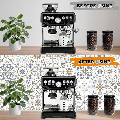 24 PCS Bohemian Floral PVC Peel and Stick Tile Stickers | for Kitchen Bathroom RV, Waterproof Self-Adhesive Removable Backsplash Decals, Easy DIY Upgrade, Smooth Surfaces, 5.91x5.91in