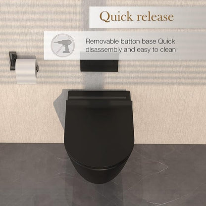 MEJE Wall Hung Toilet Bowl including Soft Close Seat,Dual Flush,Matte Black (Seat Included)