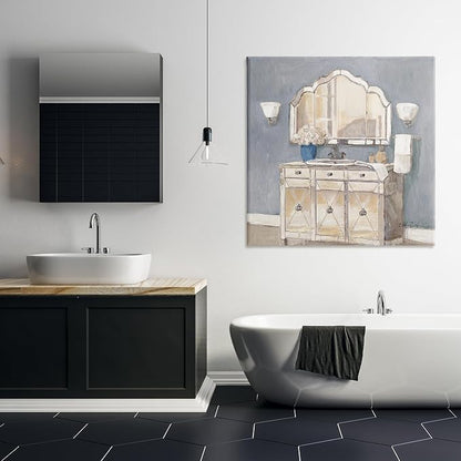 Traditional Bathroom Sink Mirror Floral, 36 x 36 Inch Canvas Wall Art | Stupell Industries · By Charlene Olson · Ready to hang · Ideal for bathroom or hallway · Made in USA