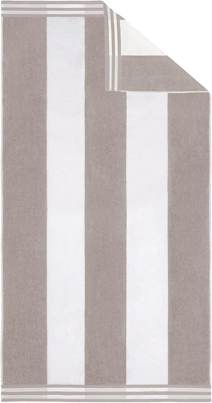 Superior Cotton Nautical Stripe Beach Towels, Colorful Towels for Adult, Kid, Pool, Swimming, Sand, Travel, Large Oversized, Absorbent, Fast Drying, Bath Basics, Cabana Collection, 1 Piece, Light Grey