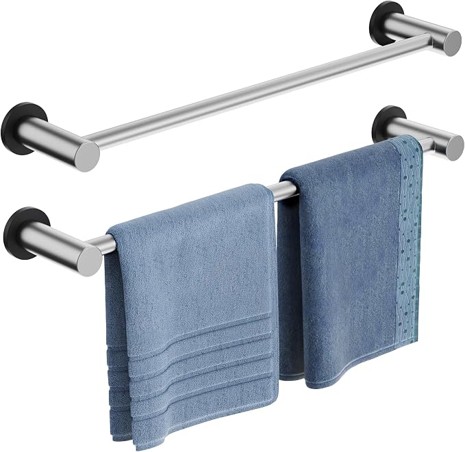 ULIBERMAGNET Magnetic Towel Holder, Magnetic Towel Rail Silver with Adjustable Length, Brushed Nickel Non-Slip Stainless Steel Towel Rail for Refrigerator, Oven, Dishwasher, Laundry (2 Pack)