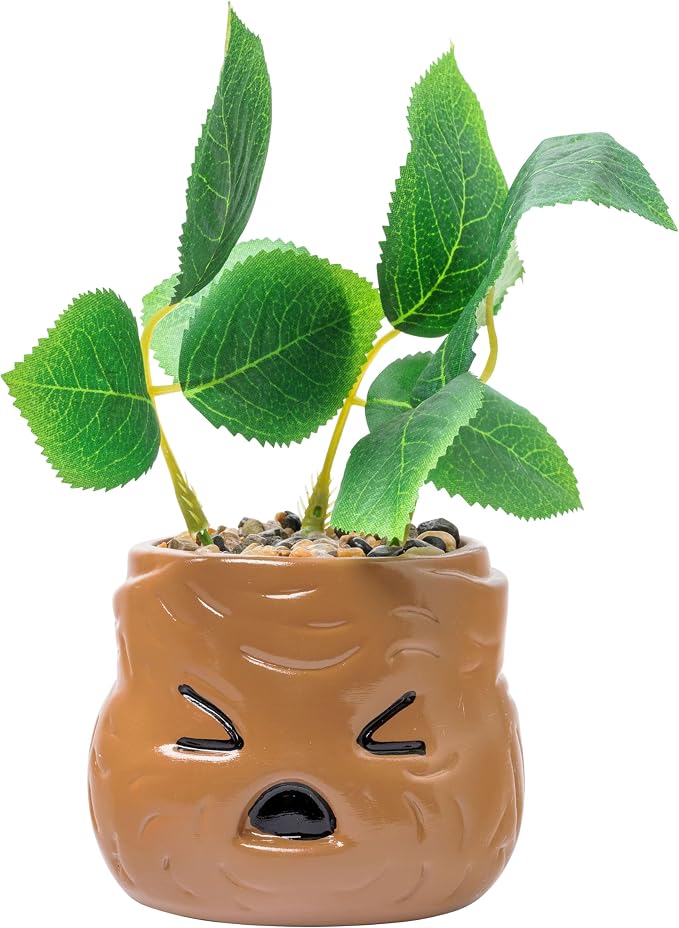 Silver Buffalo Harry Potter Mandrake Face, Artificial Faux Planter | Decorative, Greenery Plant in, Ceramic Pot