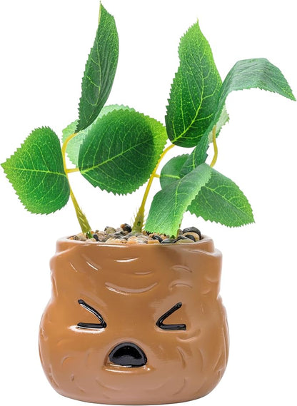 Silver Buffalo Harry Potter Mandrake Face, Artificial Faux Planter | Decorative, Greenery Plant in, Ceramic Pot