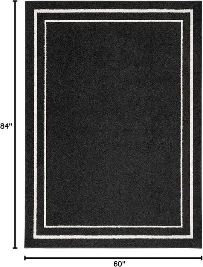Nourison Home Nourison Essentials Black Ivory 5' x 7' Area Rug - Easy Clean, Non Shedding, Bed Room, Living Room, Dining Room, Kitchen (5' x 7')