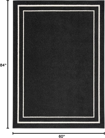 Nourison Home Nourison Essentials Black Ivory 5' x 7' Area Rug - Easy Clean, Non Shedding, Bed Room, Living Room, Dining Room, Kitchen (5' x 7')