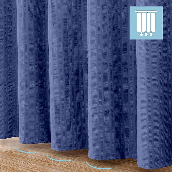 Aiyufeng Royal Blue Long Fabric Shower Curtain 72x78 inches Long, Hotel Quality, Washable, Water Repellent, Soft Blue Spa Bathroom Curtains with 12 Button Holes, 72x78 in