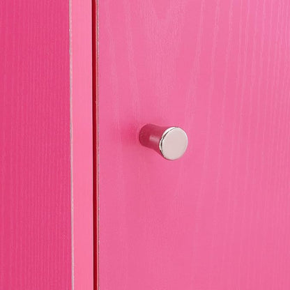Xtra Storage Three-Door Cabinet with Shelf in Pink Wood Finish