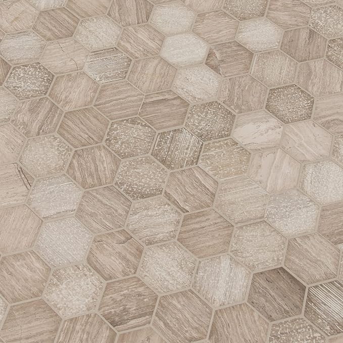 MSI Honeycomb Hexagon Natural Marble Tile for Kitchen Backsplash, Wall Tile for Bathroom, Floor Tile, Accent Wall Tile, and Shower Wall