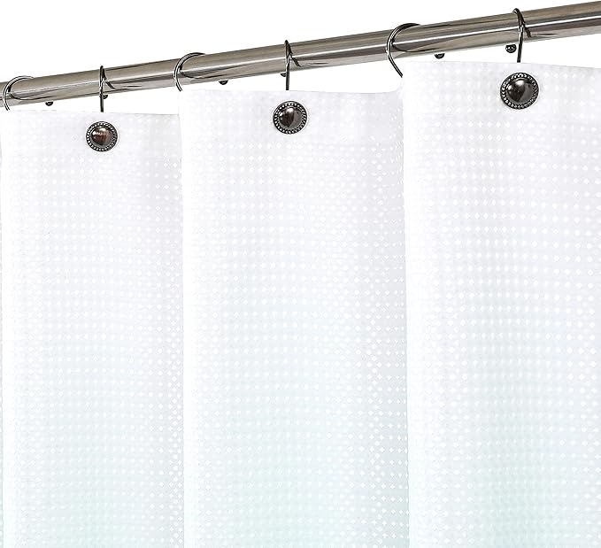 WEST LAKE Waffle Fabric Shower Curtain Aqua Ombre Decorative Spa Bathroom Shower Curtain with Grommet No Hook Water Resistant Machine Washable,Gradient White to Aqua Blue 70" Wx72 L