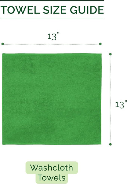 Elegant Comfort 100% Turkish Cotton Corduroy Ribbed Luxury Washcloths 6 Pack Soft 13 x 13 Inch - Higly Absorbent, Durable, Quick Dry, Spa Premium Hotel Quality for Bathroom or Travel, Emerald Green