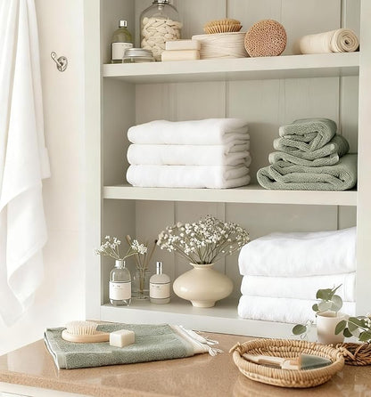 COZYART Bath Towel Set 6 PCS, Luxury White 100% Turkish Cotton 650GSM | Soft Absorbent Quick Dry, OEKO‑Tex 100 Cert. Zero Twist Ring Spun Cotton, Plush Fluffy, Breathable Hotel Quality Towels Set