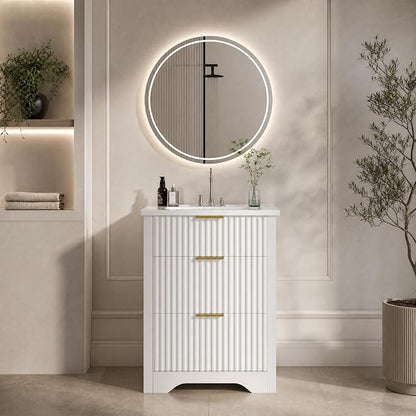 GarveeHome 36 Inch Bathroom Vanity with Sink, Fluted Bathroom Sink Cabinet