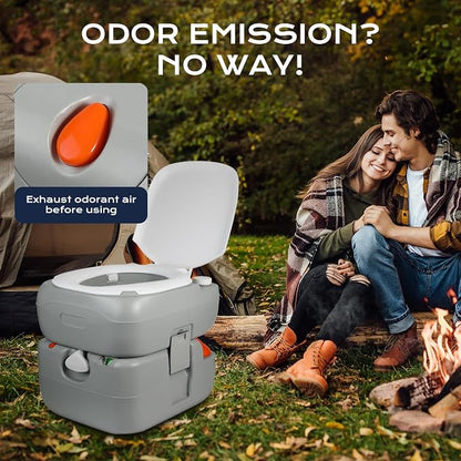 5.8-Gallon Portable Toilet: Detachable Waste Tank, Sealing Slide Valve, Carry Handle, Level Indicator - Leak-Proof and Compact for Camping, RV, Boat, and Travel
