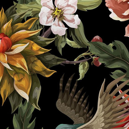 GOAOK Black Boho Floral Shower Curtain, Bright Abstract Bohemian Tropical Leaves Plant Flower Botanical Bird Shower Curtain Set, Modern Aesthetic Boho Chic Fabric Shower Curtain 12 Pack Hooks, 72X72