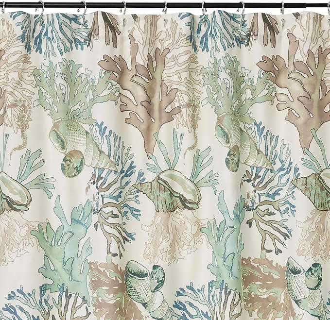 Greenland Home Fashions Fabric Sensations Shower Curtain, Stylish Bathroom Decor, Machine Washable, 72 inches x 72 inches, Atlantis