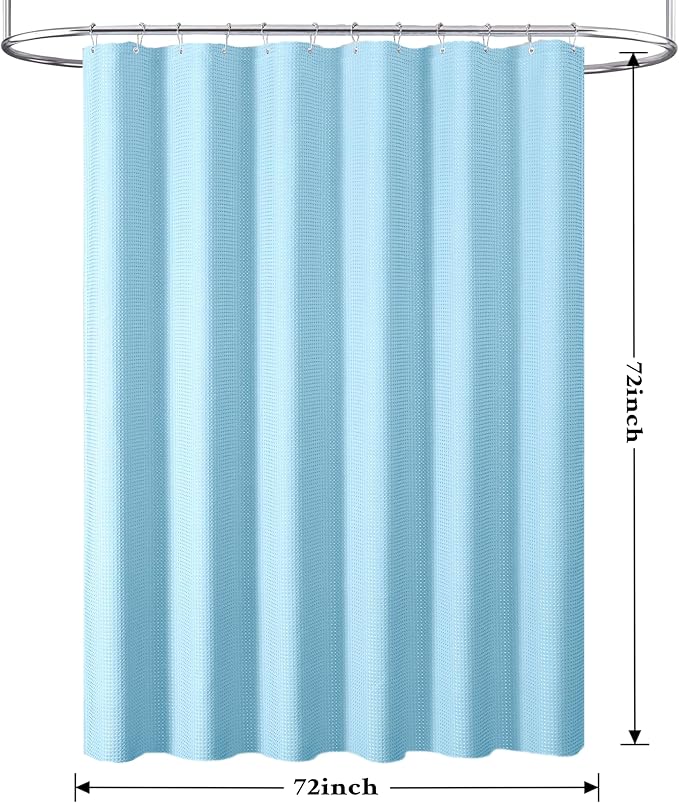 Tititex Solid Sky Blue Cloth Fabric Shower Curtain Liner with 2 Magnets - Texture Soft Hotel Quality Waterproof Shower Liner, Light-Weight & Machine Washable 72x72 inch