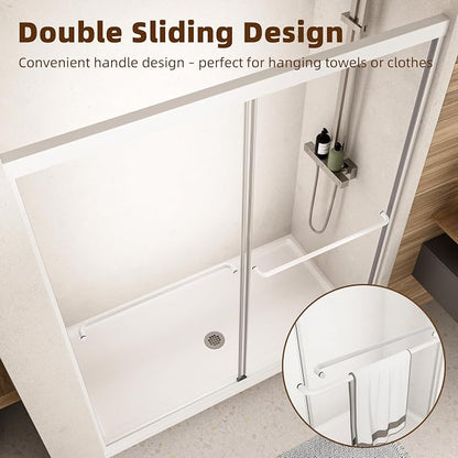 Royal Guard 44-48" W x 72" H Double Sliding Shower Door,Matte White | Semi-Frameless Glass Shower Door with 1/4'' (6mm) Clear SGCC Tempered Glass,Bypass Shower Enclosure,Easy to Clean&Waterproof