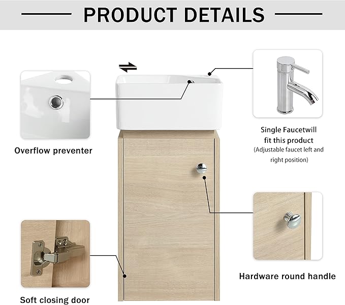 12" Wall-Mounted Bathroom Vanity with Sink & Top Basin - Modern Floating Vanity Cabinet for Small Spaces, Soft-Close Door Storage & Countertop Combo, Space-Saving Design (12x12 Inch)