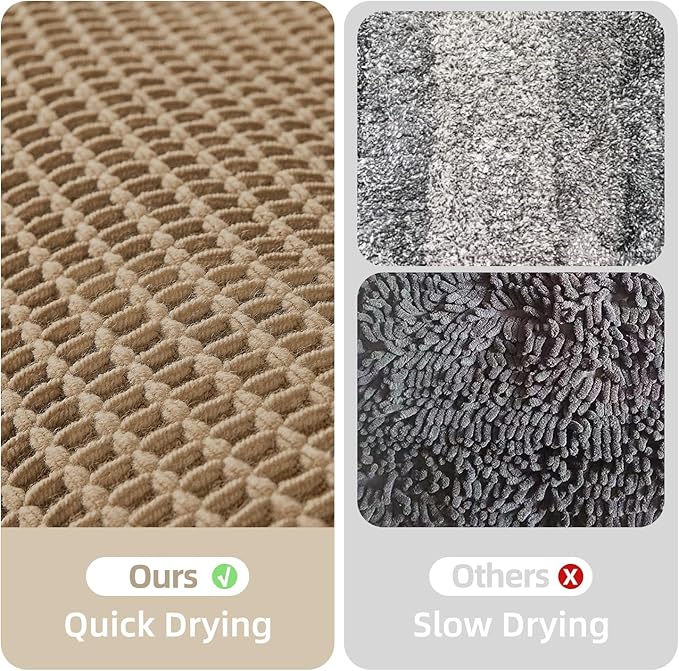 TYUU Waffle Bath Mat, Boho Bathroom Rugs Non Slip Washable Super Absorbent Quick Dry Farmhouse Bathroom Decor, 30"x20" Khaki | Super Absorbent Quick Dry Bath Rug, Non-Slip Backing, Soft Waffle Boho Farmhouse Bathroom Mats, Tub, Shower & Home Decor