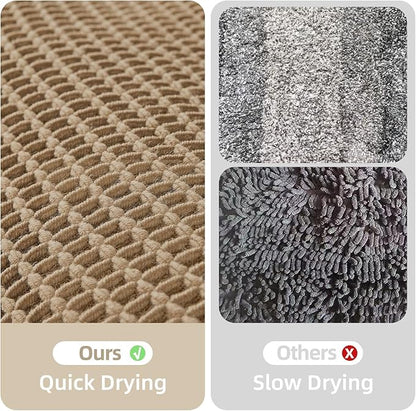 TYUU Waffle Bath Mat, Boho Bathroom Rugs Non Slip Washable Super Absorbent Quick Dry Farmhouse Bathroom Decor, 30"x20" Khaki | Super Absorbent Quick Dry Bath Rug, Non-Slip Backing, Soft Waffle Boho Farmhouse Bathroom Mats, Tub, Shower & Home Decor