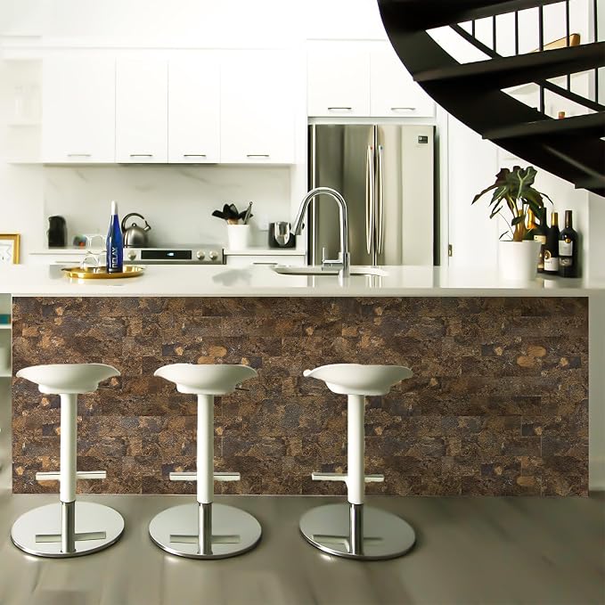 StyloVue 4 Pieces Peel and Stick Backsplash for Kitchen, 3" x 6" PVC Subway Tile 2026 Upgraded Rust Slate Backsplash Stick on Tile Elevate Kitchen, Bathroom, Fireplace,RV