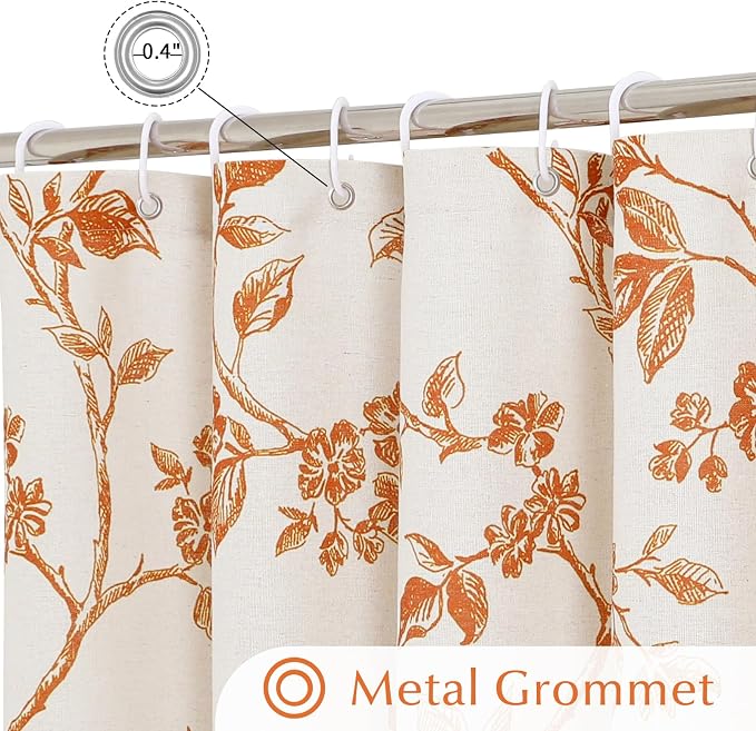 MitoVilla Extra Long Cotton Floral Shower Curtain for Bathroom,72 x 84 | Extra Long BoHo Cottagecore Spring Shower Curtains, Modern Farmhouse Country Plant Leaves Bathroom Décor, 72 x 84