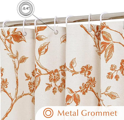 MitoVilla Extra Long Cotton Floral Shower Curtain for Bathroom,72 x 84 | Extra Long BoHo Cottagecore Spring Shower Curtains, Modern Farmhouse Country Plant Leaves Bathroom Décor, 72 x 84