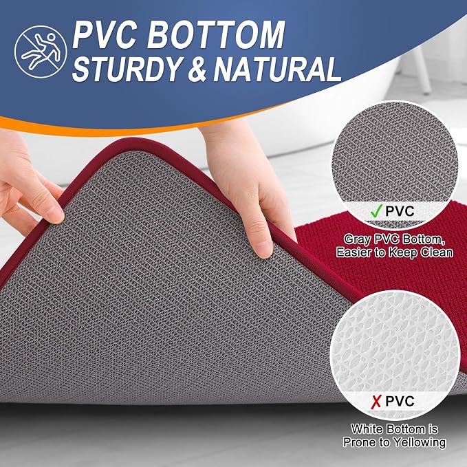 OLANLY Thick Memory Foam Bathroom Rugs 30x20, Soft Absorbent Bath Mat, Red | Quick Dry Bath Rugs, Non-Slip Carpet, Machine Washable Mats for Bathroom Floor, Tub and Shower, Home Decor Accessories