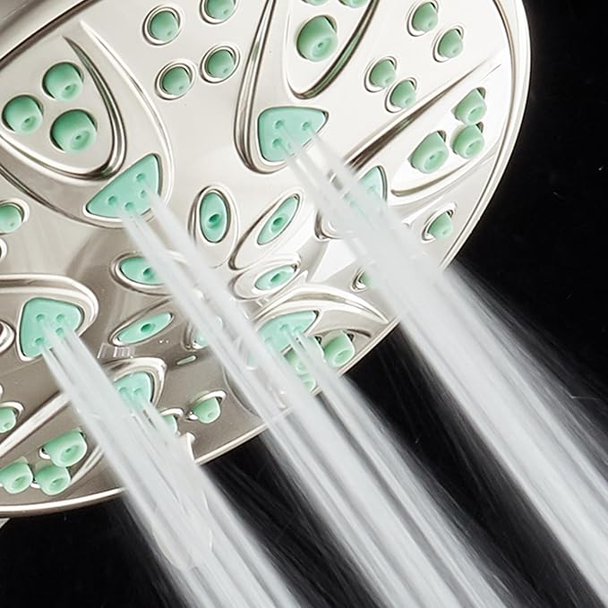 AquaDance Antimicrobial – Anti-Clog High-Pressure 6-Setting Shower Head with Microban Nozzle Protection from Growth of Mold, Mildew & Bacteria for Stronger Shower! 4" Coral Green
