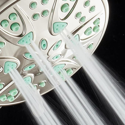 AquaDance Antimicrobial – Anti-Clog High-Pressure 6-Setting Shower Head with Microban Nozzle Protection from Growth of Mold, Mildew & Bacteria for Stronger Shower! 4" Coral Green