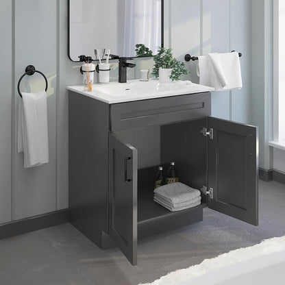 Grey Shaker Sink Base Bathroom Vanity 24"/30"/36" Width (30" Width)